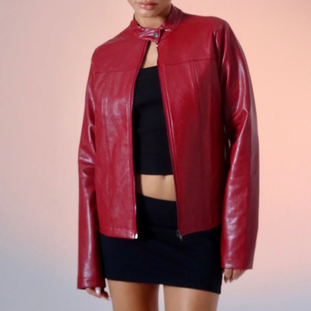 Red Motel Rocks leather jacket silver hardware